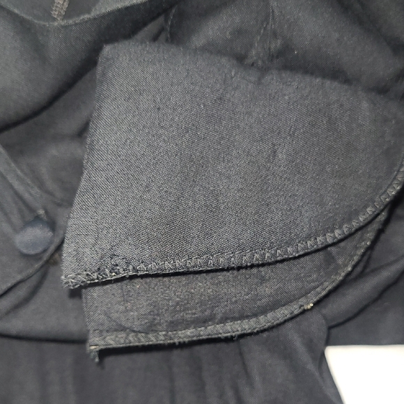 Vintage Gothic Black Scalloped Maxi Dress Mobwife Estate Beaded Ribbon Bodice - Picture 8 of 14